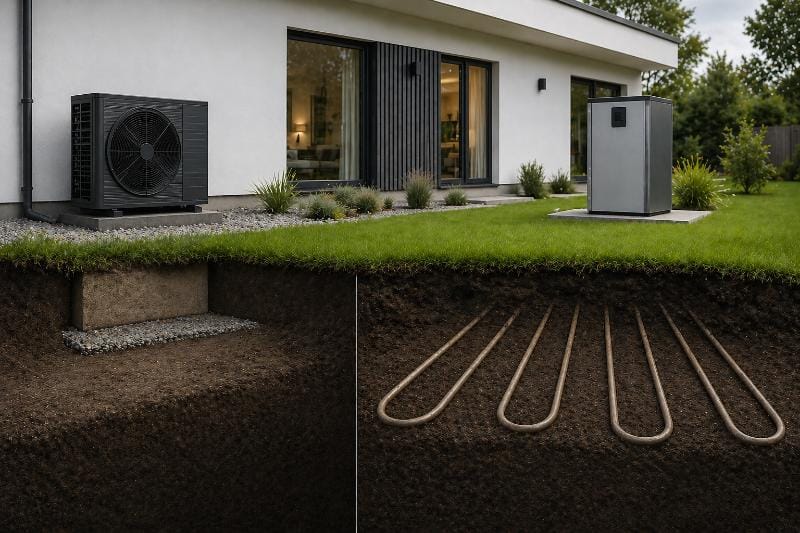 Porównanie instalacji gruntowej i powietrznej pompy ciepła przy domu